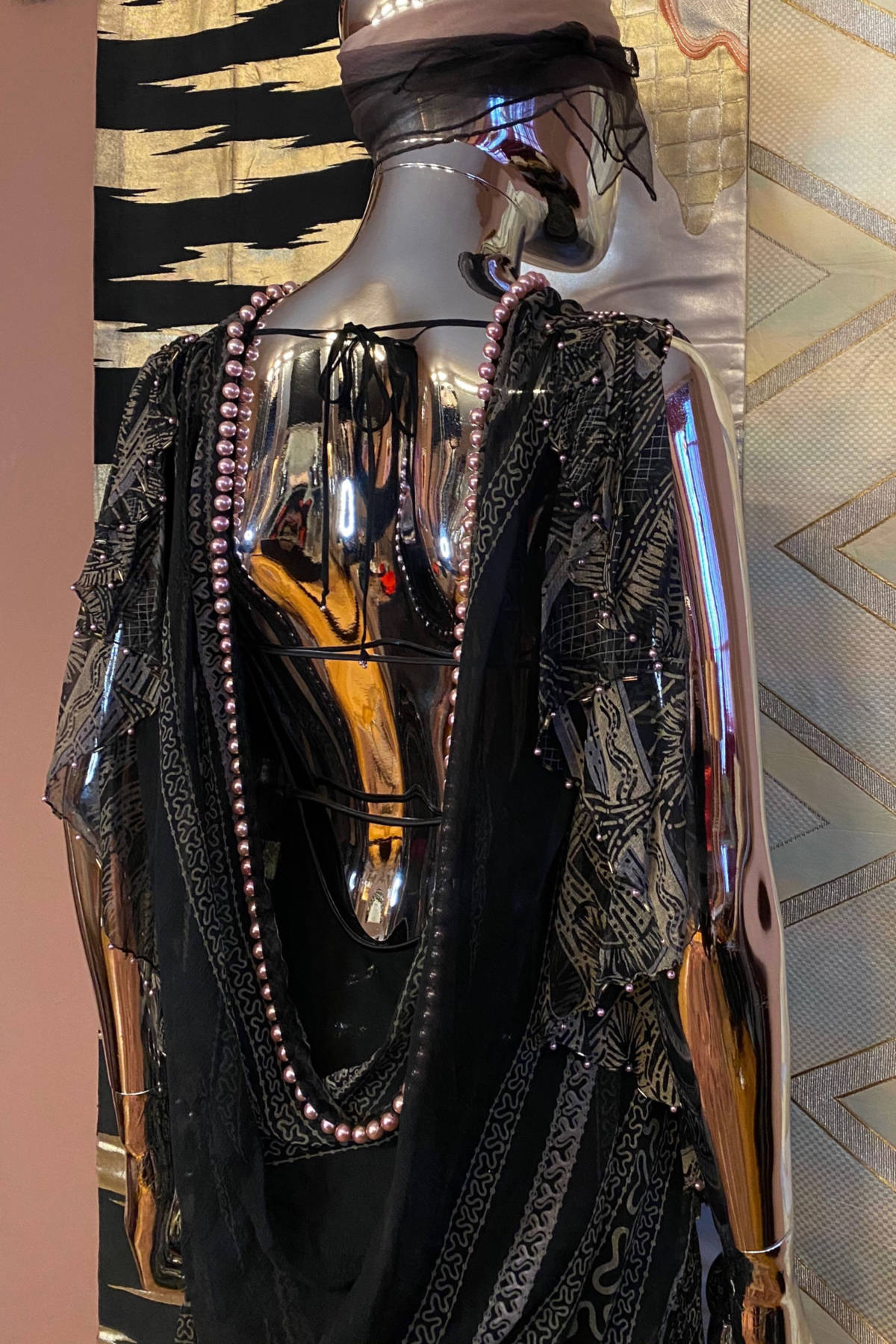 Zandra Rhodes Silk Chiffon Dress with Pearl Trim – Funkanova