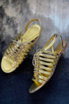 CHANEL GOLD LACE-UP CAGE SHOE