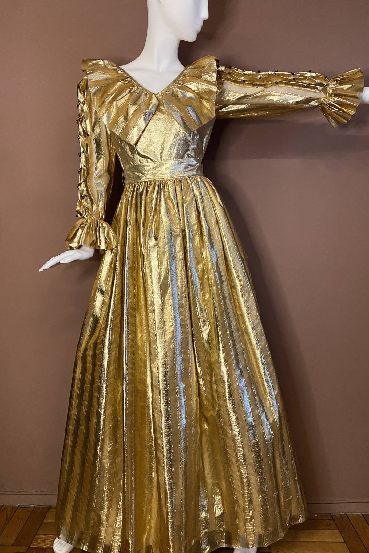 gold lame dress