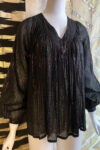COTTON GAUZE METALLIC STRIPE TOP